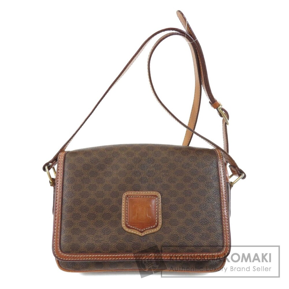 Celine Macadam Leather Brown Shoulder Bag